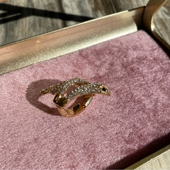 Woman’s Gold ring snake diamonds elastic band - Picture 10 of 12